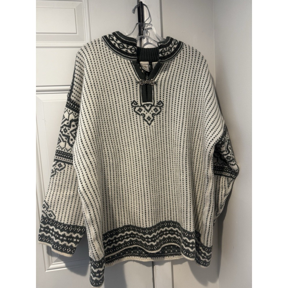 Vintage Boundary Waters Women's Green Nordic Wool Blend Sweater Green Pullovr XL